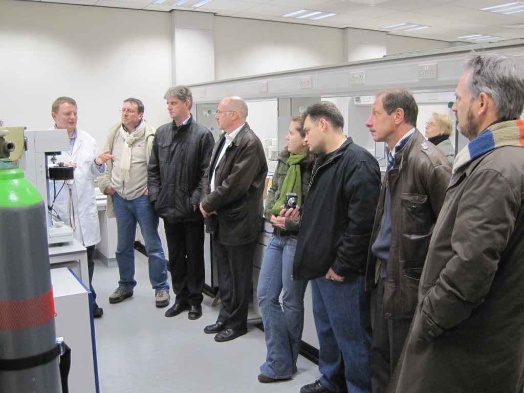 Participants during UAS laboratories visit - FP7 Logo - EU Russia Cooperation - bioliquids application in CHP plants